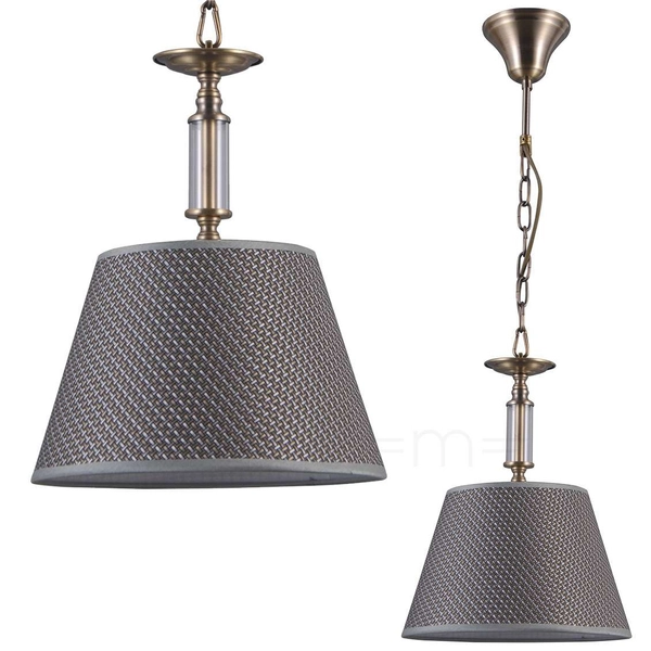 LAMPA wisząca ZANOBI PND-43272-1 Italux abażurowa OPRAWA klasyczny ZWIS na łańcuchu brąz antyczny szary