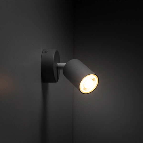Regulowana lampa ścienna Livia 10223 tuba reflektorek szara