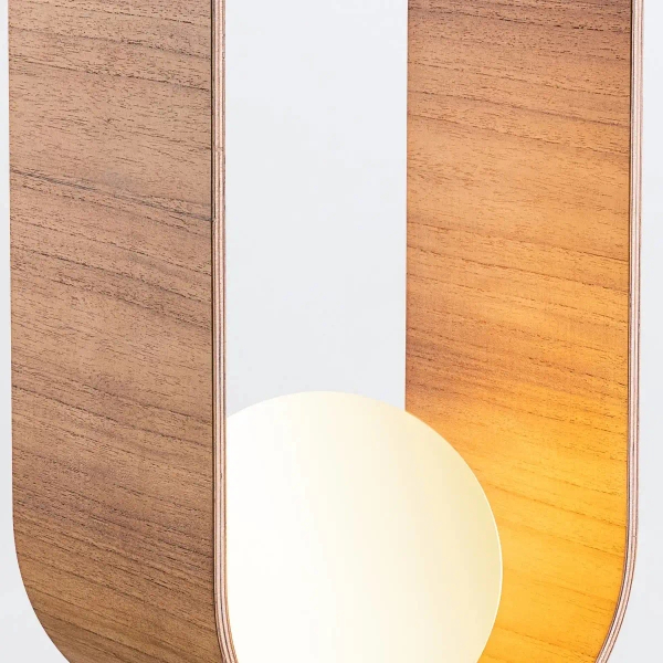 Owalna lampa stołowa Sfera QN-SFERA-TL-L-TEAK kula na komodę brązowy biały