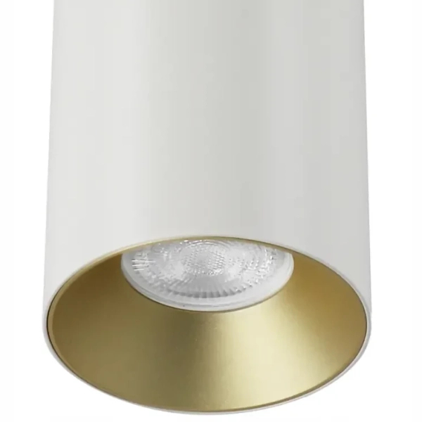 Sufitowa lampa spot CGSPOTLEDWHITEGOLD15 metalowa tuba biała złota
