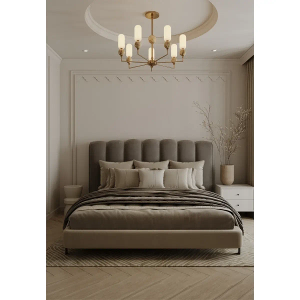 Wisząca lampa do salonu Nova P0633 nad stół kulista złota brązowa