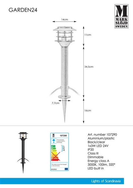 Industrialny słupek ogrodowy Garden zewnętrzny LED 3W 3000K czarny