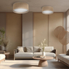 Okrągły plafon jutowy klosz Juta 5798 TK Lighting do salonu brązowy biały