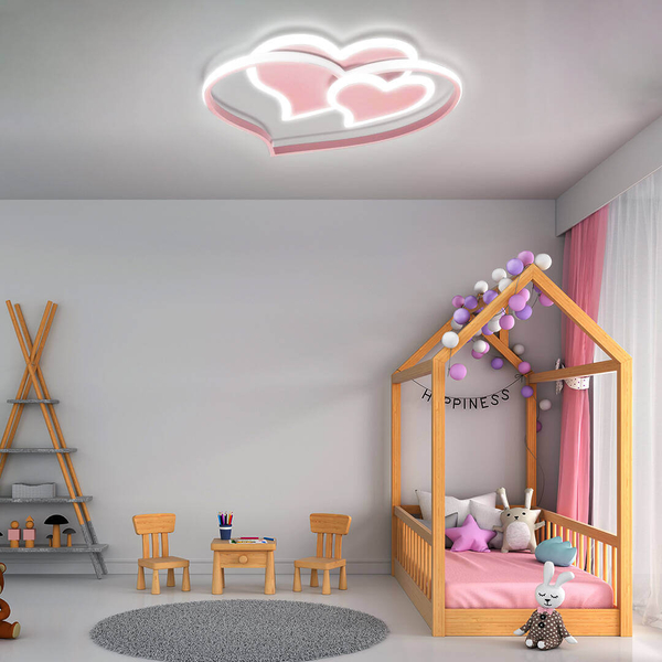 Dziecięca lampa sufitowa 418 Domeno LED 66W 2700K-6500K serca różowa