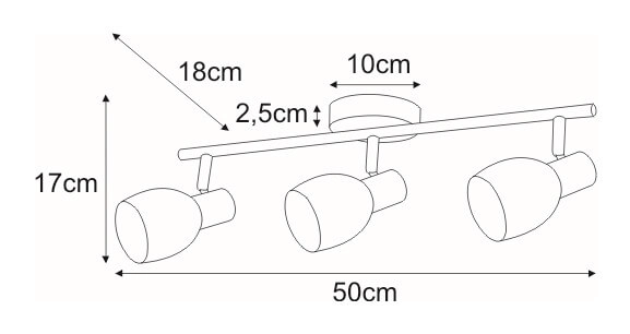 Lampa sufitowa Embo K-8001/3 listwa z reflektorkami chrom
