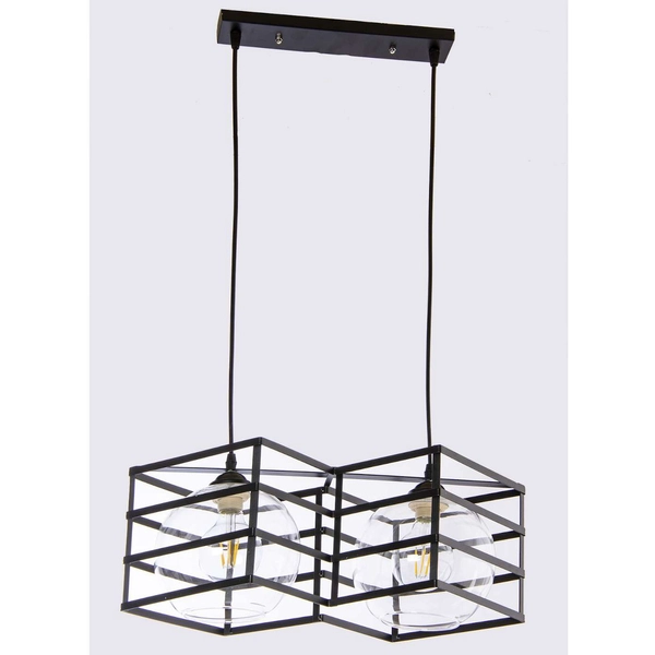 Wisząca lampa druciana VEN W-3851/2 BK geometryczna czarny przezroczysty