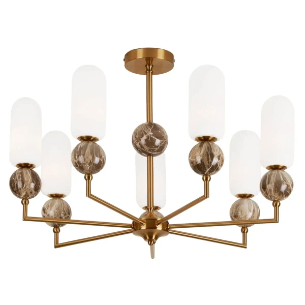 Wisząca lampa do salonu Nova P0633 nad stół kulista złota brązowa