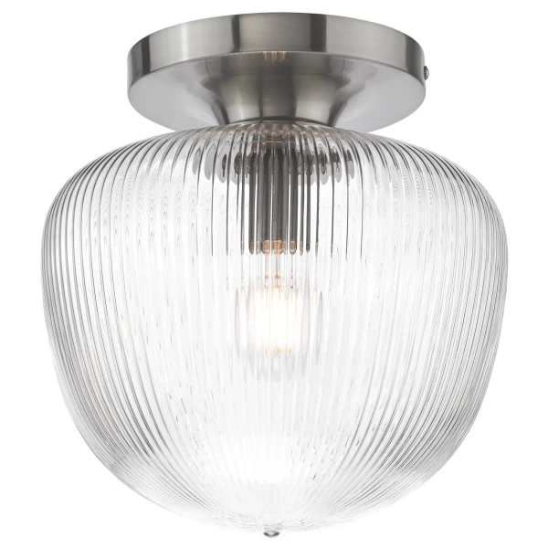 Szklana lampa sufitowa do jadalni Abrielle ABR5208 ryflowany nikiel