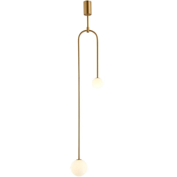 Zwisowa lampa łuk Loop ST-8928S brass Step balls do sypialni loft mosiądz