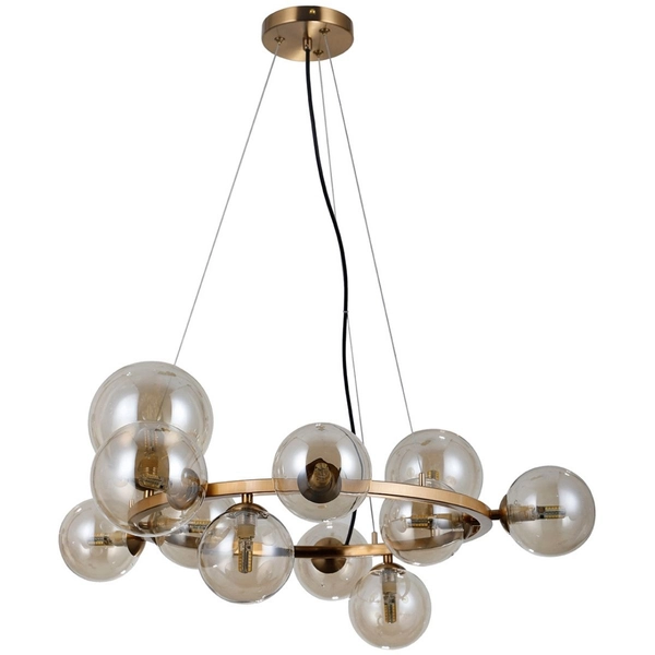 Wisząca lampa do salonu Canello PND-406007-11-HBR Italux kule balls mosiądz