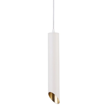 Wisząca lampa tuba ścięta nad stół metalowa biała złota Lipari OUTLET