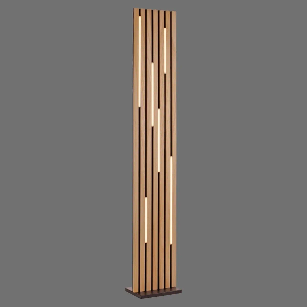 Stojąca lampa z pilotem Q-AKUSTIK brązowa 822-79 1xLED 30W 2700-5000K drewniana