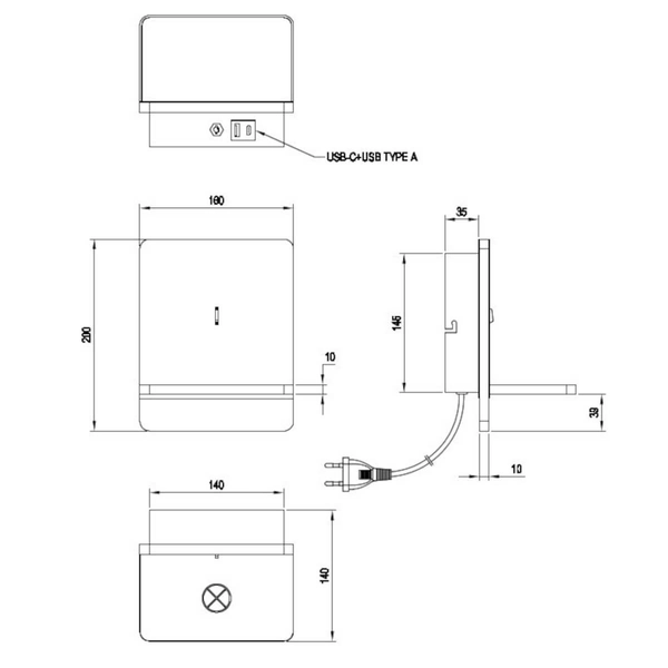 Kinkiet ścienny z funkcją ładowania FAIRFIELD 248670132 LED 9W 3000K czarny