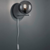 Modernistyczna LAMPA ścienna NYXIS  DL142202000 Trio loftowa OPRAWA szklana kula kinkiet grafitowy przydymiony