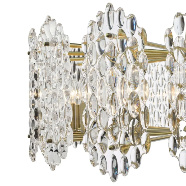 Wisząca lampa glamour Porthos POR1575 kryształowa na łańcuchu mosiądz