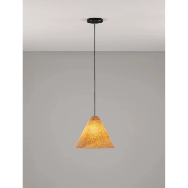 Boho lampa wisząca BRONTILA LE45382 stożek drewniany