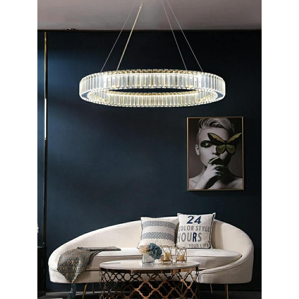 Glamour lampa wisząca Liberty LED 24W 3000K złoty ring