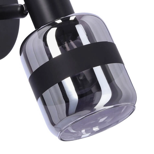 Sypialniany kinkiet Yuki 91-13415 dymiony szklany klosz czarny