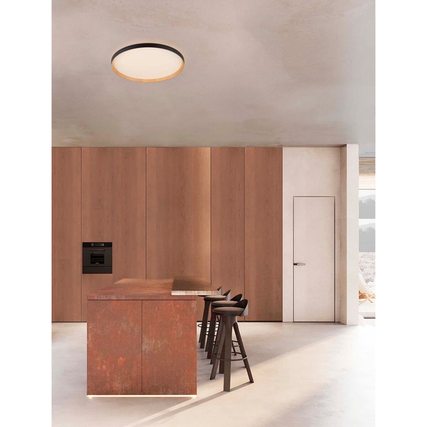 Plafon okrągły do salonu VINAMAR LE44891 LED 55W 2700-3000K czarny drewniany