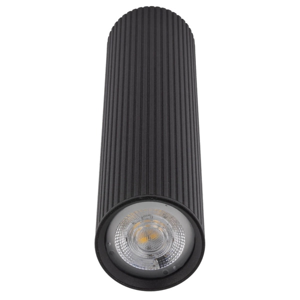 Podłużna lampa nasufitowa Tune 10024 prążkowana do holu czarna