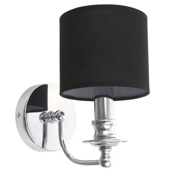 Abażurowa LAMPA ścienna ABU DHABI W01397BK Cosmolight klasyczna do salonu czarna
