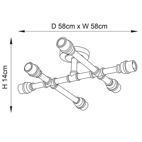 Sufitowa lampa Pipe 78763 metalowa do gabinetu rurka szara
