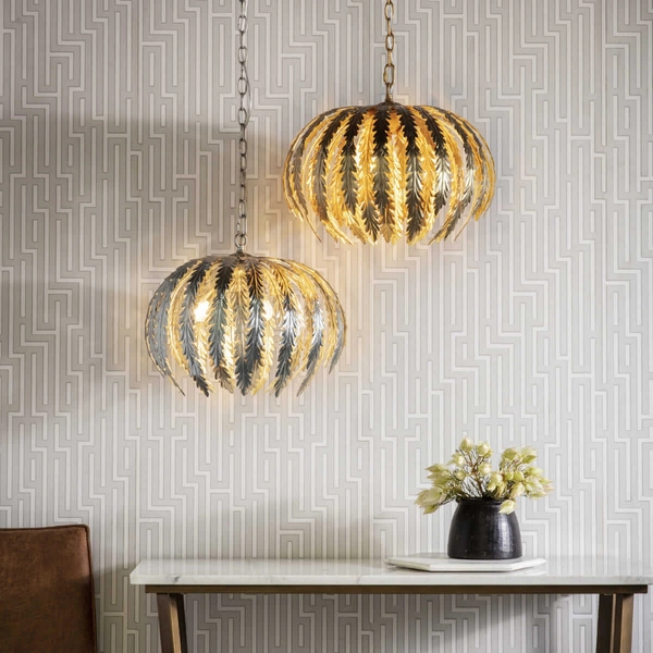 Dekoracyjna lampa wisząca Delphine 76360 Endon do salonu liść złota