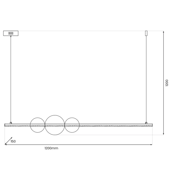 Podłużny żyrandol KUGEL ML0982 LED 30W 4000K do salonu kula czarny