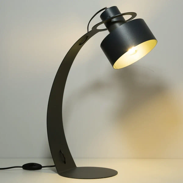 Biurkowa lampa stołowa Rif 41446 do gabinetu metalowa grafitowa