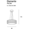LAMPA wisząca DIAMANTE P0238 Maxlight szklana OPRAWA okrągła ZWIS z kryształkami crystal przezroczysty