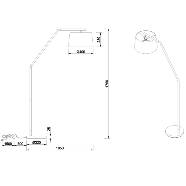 Tekstylna lampa podłogowa Tracy 462100132 Trio do salonu metalowa czarna outlet