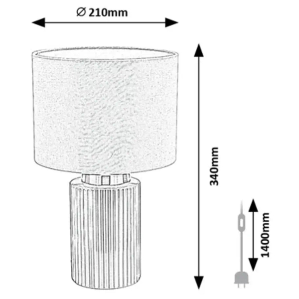 Lampka stołowa do biura Glovy 74046 tuba ryflowana ceramika zielony