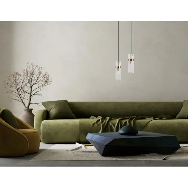 Szklana lampa wisząca tuba Taraso PND-40760-1-HBR złoty przezroczysty OUTLET