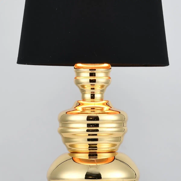 Klasyczna lampa stołowa Queen MT-8046-18 black gold Step z abażurem czarna złota