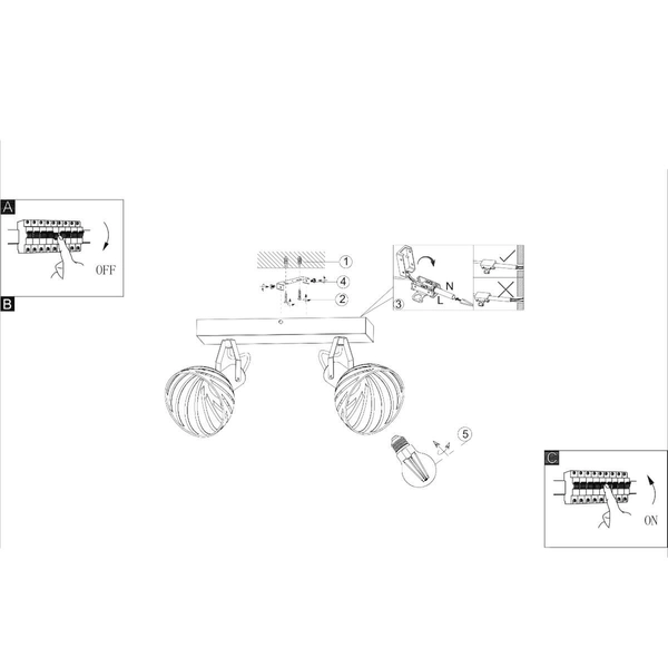 Lampa reflektorowa sufitowa Mori 54661-2 drewniana szara biała