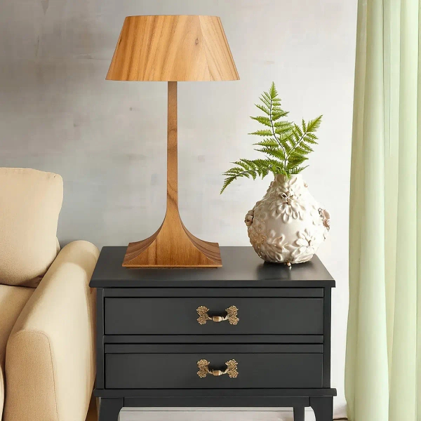 Sypialniana lampka stołowa Nostalgia QN-NOSTALGIA-TL-M-TEAK brązowy