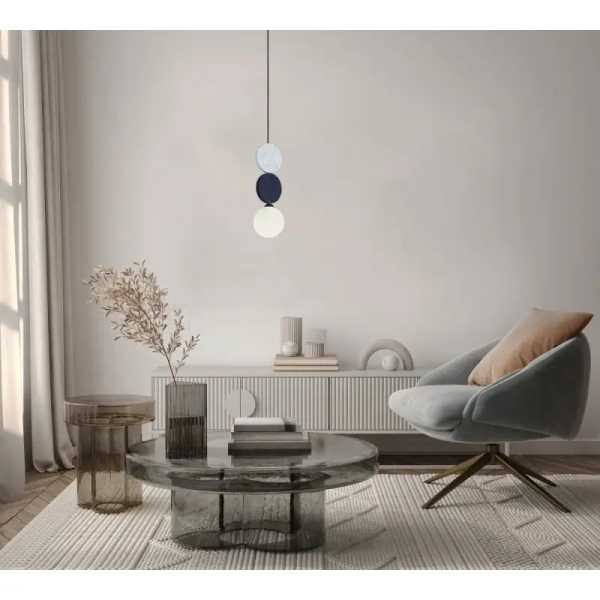 Nowoczesna lampa wisząca Andrea PND-59779B-1S-MLTI owalna szara