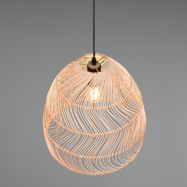 Wisząca lampa Rike R31131036 japandi eko naturalna drewniana czarna