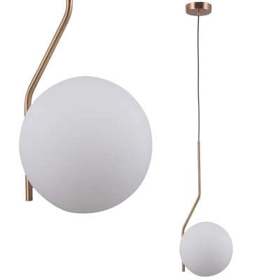 Wisząca LAMPA loftowa CARIMI PND-3300-1-HBR  metalowa OPRAWA kula ZWIS szklany mosiądz biały