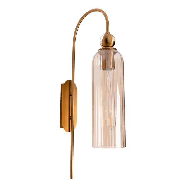 Szklana lampa ścienna Campanila W0332 Maxlight do sypialni mosiądz przezroczysty OUTLET