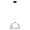 Szklana lampa wisząca Ainale PND-54637-1-BK-CL kula biała przezroczysta
