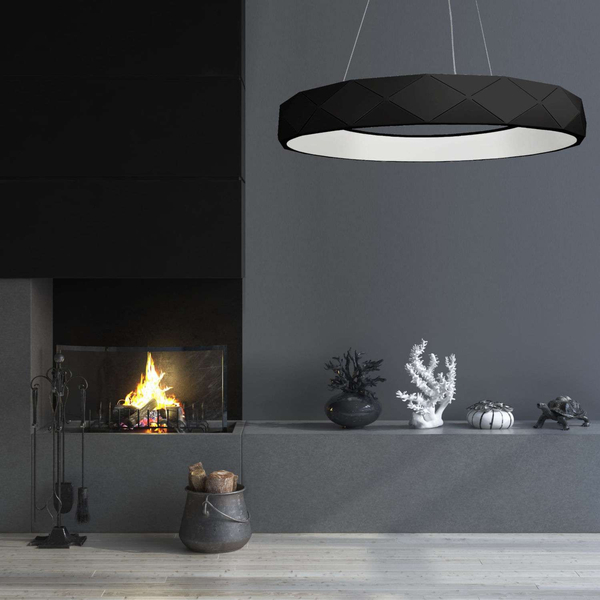 Wisząca LAMPA geometryczna REUS LP-8069/1P LED BK Light Prestige metalowa OPRAWA okrągła LED 36W 4000K pierścień zwis czarny