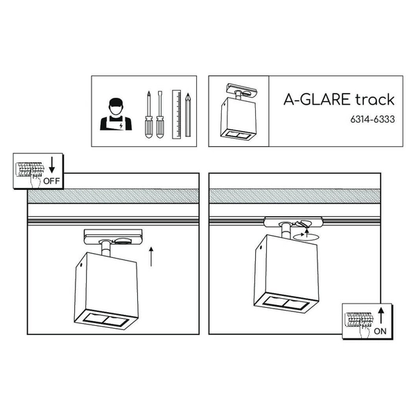 Sufitowa lampa do szyn Glare 6327 BROSline LED 2W 4000K prostokątna czarna