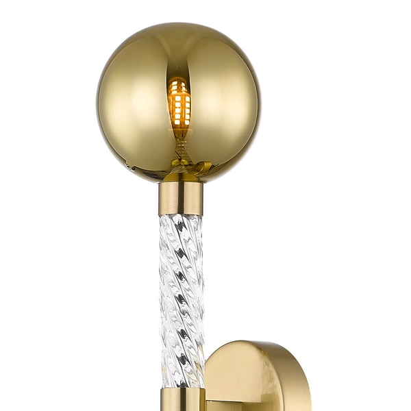 Molekułowy kinkiet ścienny Mida W0583-01A-2GHF mosiądz przezroczysty
