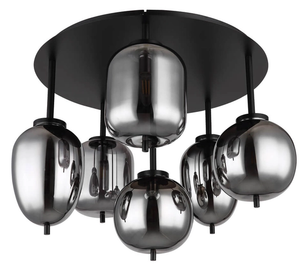 Przysufitowa lampa Blacky 15345-6D czarna przydymiona