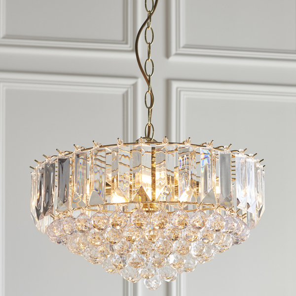 Kryształowa lampa wisząca FARGO-18BP Endon glamour łańcuch mosiądz