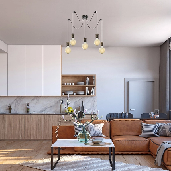 Wisząca lampa loft Fidel 3218 oprawki na żarówki pająk złoto antyczne