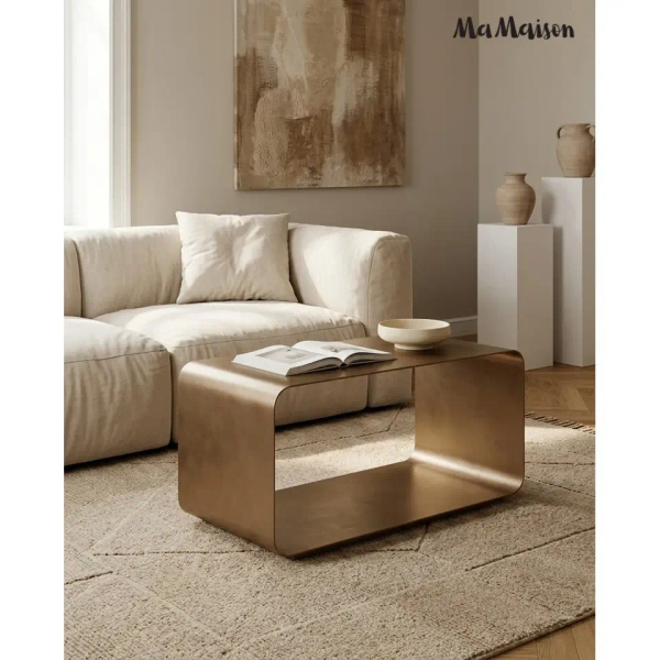Metalowy stolik kawowy NOURA MM001501100368 złoty do salonu 40cm