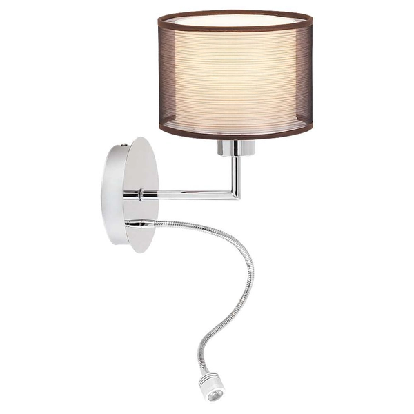 Kinkiet LAMPA ścienna ANASTASIA 2629 Rabalux abażurowa OPRAWA z peszlem LED 1W 4000K do czytania chrom brązowa