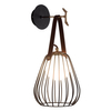 Kinkiet LAMPA ścienna BACOLI LP-1212/1W BK metalowa OPRAWA druciana klatka na skórzanym pasku czarna OUTLET